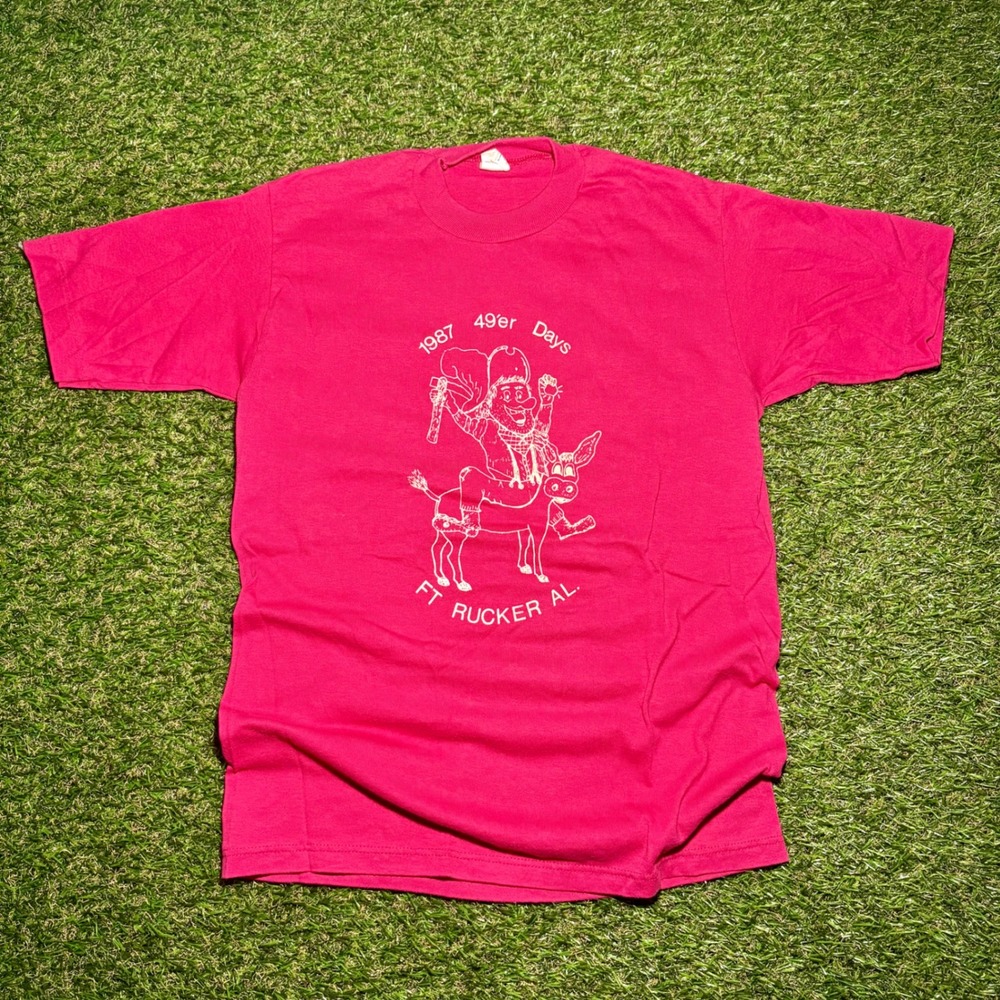 Vintage 1987 Ft Rucker AL 49er Days T Shirt Pink Single Stitch Gulf Coast Mens M